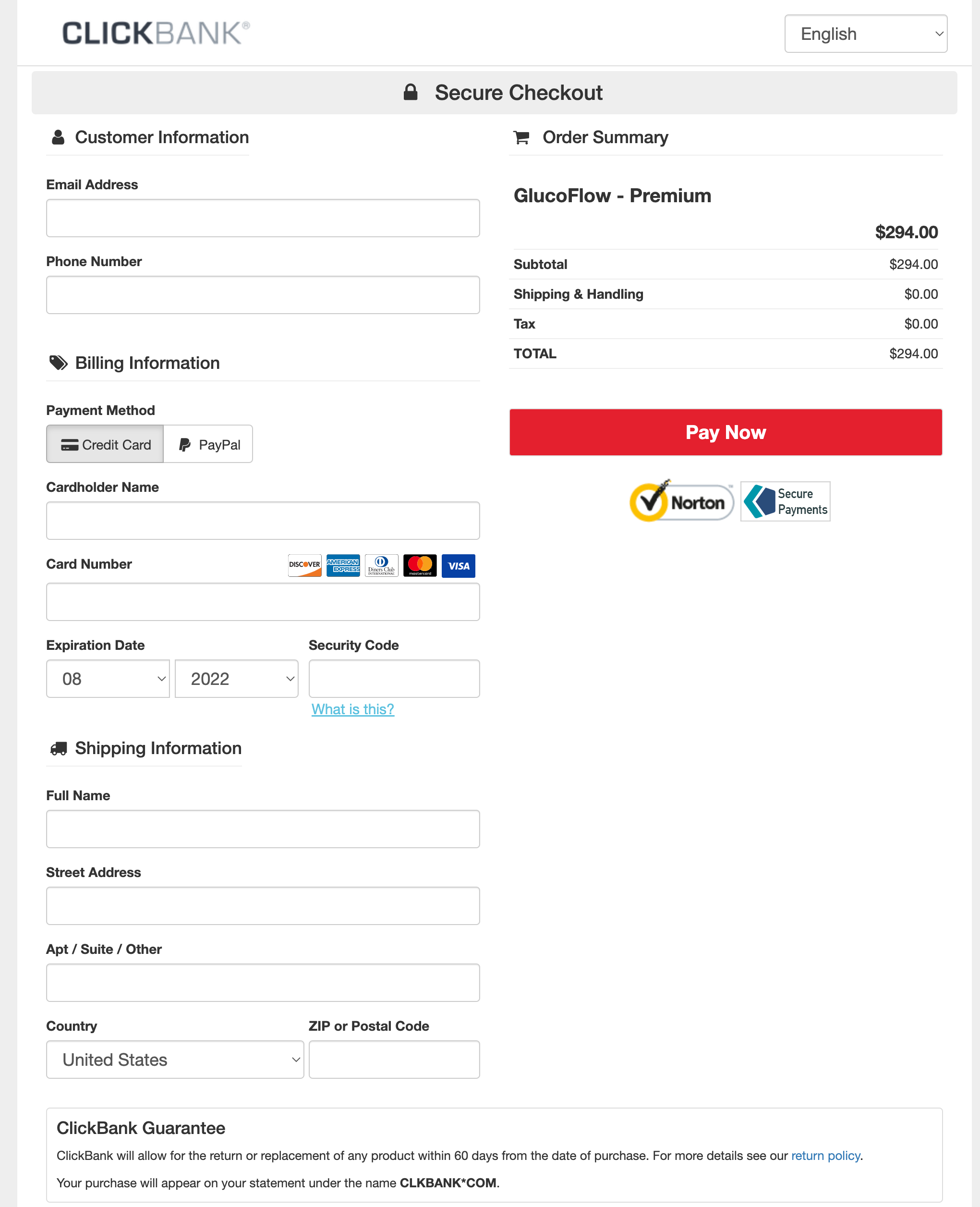 GlucoFlow - Order Page